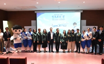 คณบดีคณะอุตสาหกรรมบริการ เป็นประธานในพิธีเปิด โครงการสอนน้องรู้จักบิน กิจกรรมสัมมนา Behind the Smile on Every Journey: Elevating In-flight Experience